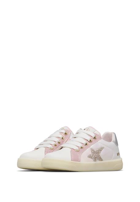 Sneakers en cuir et tissu technique pinn zip. Blanc-rose 5 - vertbaudet enfant 