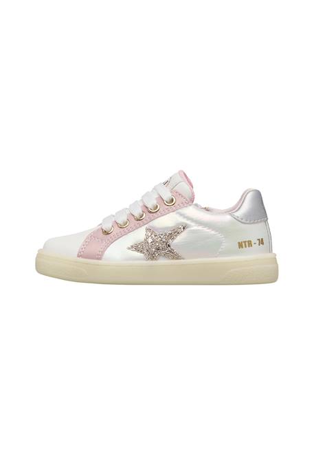 Sneakers en cuir et tissu technique pinn zip. Blanc-rose 3 - vertbaudet enfant 