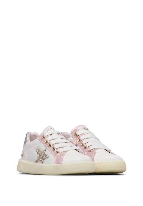 Sneakers en cuir et tissu technique pinn zip. Blanc-rose 2 - vertbaudet enfant 