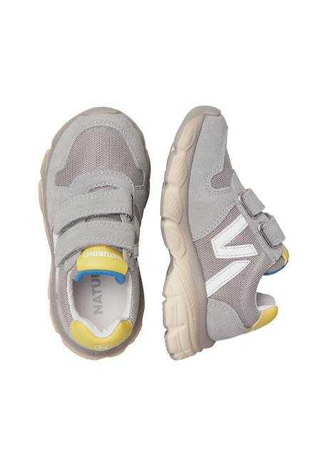 Sneakers en cuir et tissu mizole vl. Gris-+Rose- 4 - vertbaudet enfant 