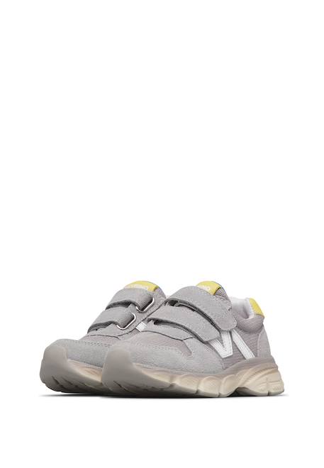 Sneakers en cuir et tissu mizole vl. Gris-+Rose- 5 - vertbaudet enfant 