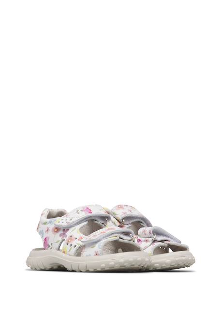 Sandales en cuir avec des fleurs dock Blanc- 2 - vertbaudet enfant 
