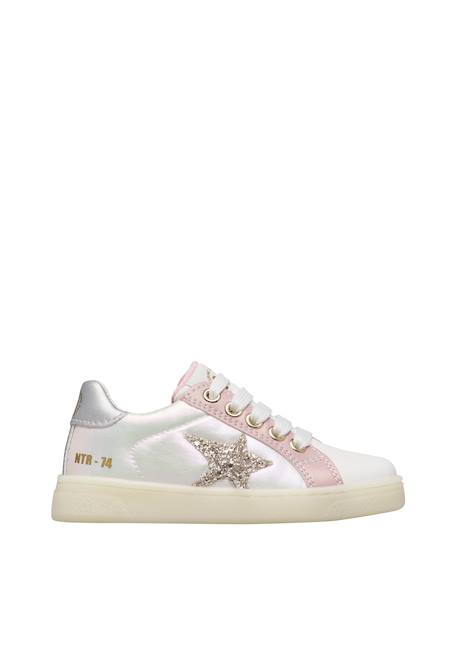 Sneakers en cuir et tissu technique pinn zip. Blanc-rose 1 - vertbaudet enfant 