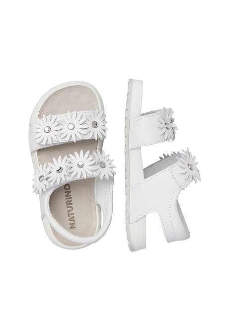 Sandales en cuir avec des fleurs lunia. Blanc-+Platine- 4 - vertbaudet enfant 
