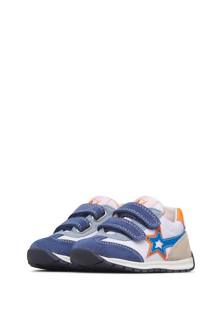 Sneakers en cuir et tissu crumi vl. Blanc-lilas+Bleu-blanc 10 - vertbaudet enfant 