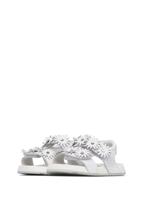 Sandales en cuir avec des fleurs lunia. Blanc-+Platine- 5 - vertbaudet enfant 