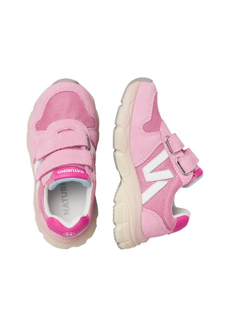 Sneakers en cuir et tissu mizole vl. Gris-+Rose- 9 - vertbaudet enfant 