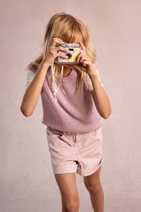 Pull en maille, sans manches Rose 3 - vertbaudet enfant 