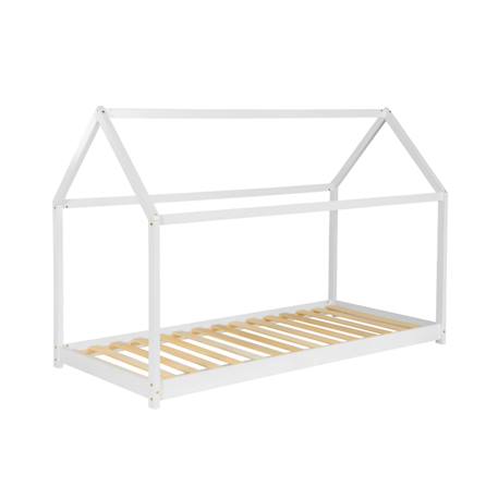 Lit enfant cabane, bois massif en pin naturel - tobias - sommier inclus, 90 x 190 cm Blanc+Naturel 2 - vertbaudet enfant 