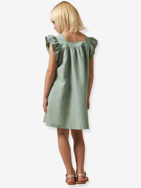 Robe courte fille rose pâle+vert sauge 8 - vertbaudet enfant 