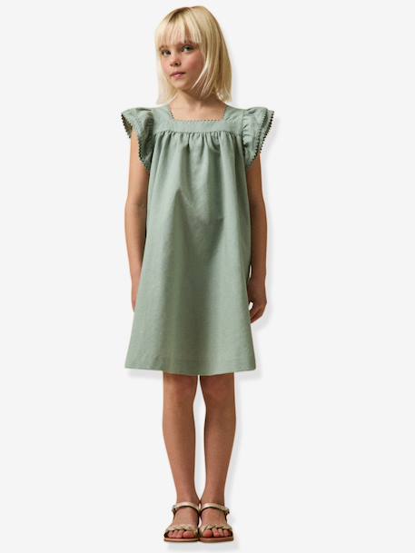 Robe courte fille rose pâle+vert sauge 6 - vertbaudet enfant 