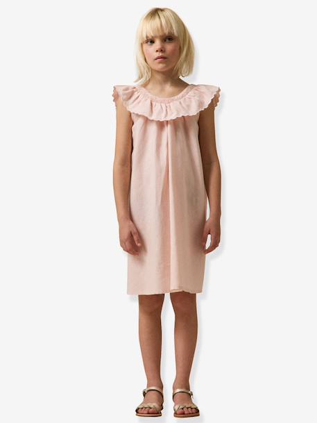Robe courte fille rose pâle+vert sauge 2 - vertbaudet enfant 