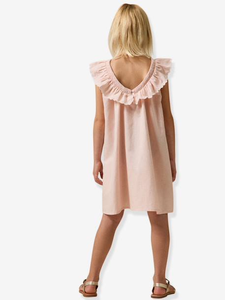 Robe courte fille rose pâle+vert sauge 3 - vertbaudet enfant 