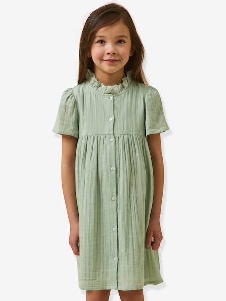 Fille-Robe courte gaze de coton