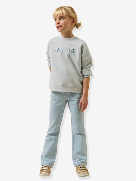 Sweat fille Amour bleu clair 2 - vertbaudet enfant 