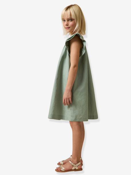Robe courte fille rose pâle+vert sauge 11 - vertbaudet enfant 
