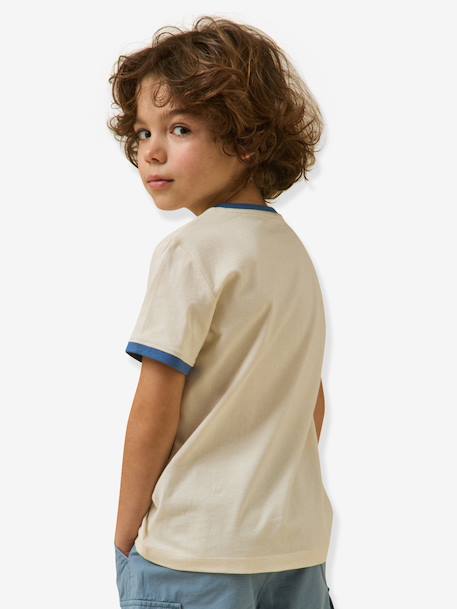 Tee-shirt à col contrasté garçon écru 4 - vertbaudet enfant 