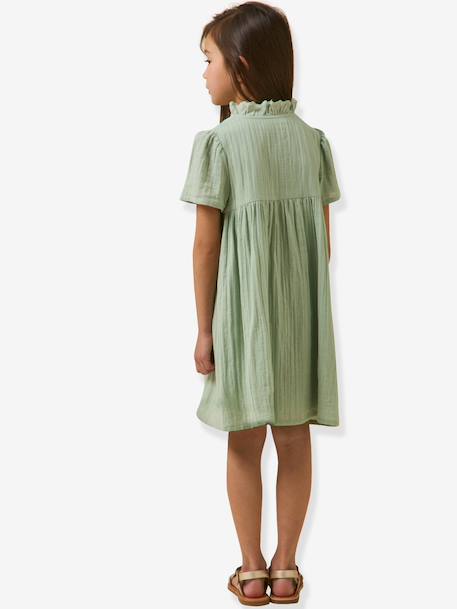 Robe courte gaze de coton vert sauge 3 - vertbaudet enfant 