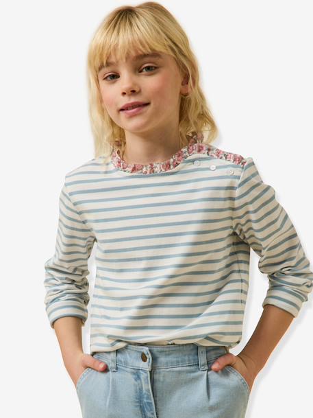 T-shirt manches longues marinière rose clair 3 - vertbaudet enfant 