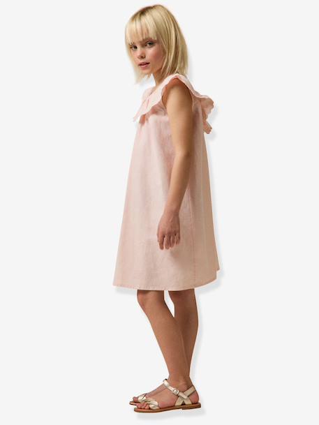 Robe courte fille rose pâle+vert sauge 5 - vertbaudet enfant 