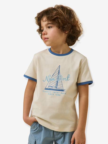 Tee-shirt à col contrasté garçon écru 2 - vertbaudet enfant 