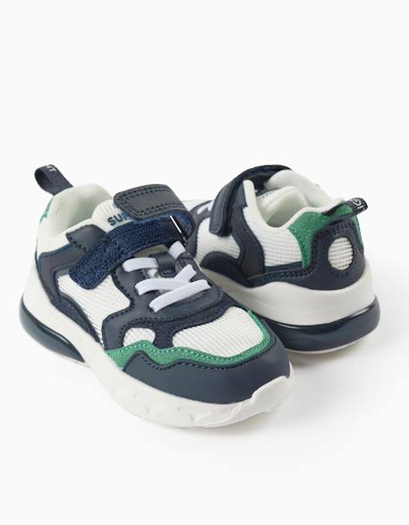 Baskets lumineuses multi-matières superlight runner Bleu 4 - vertbaudet enfant 