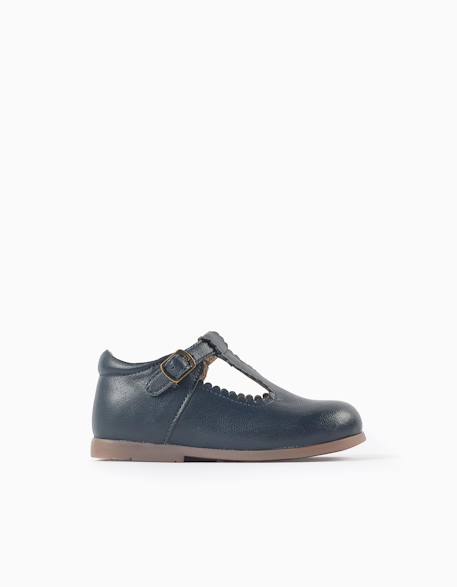 Salomés mary jane en cuir Bleu 1 - vertbaudet enfant 