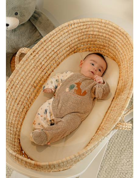 Pyjama bébé velours imprimé Beige 2 - vertbaudet enfant 