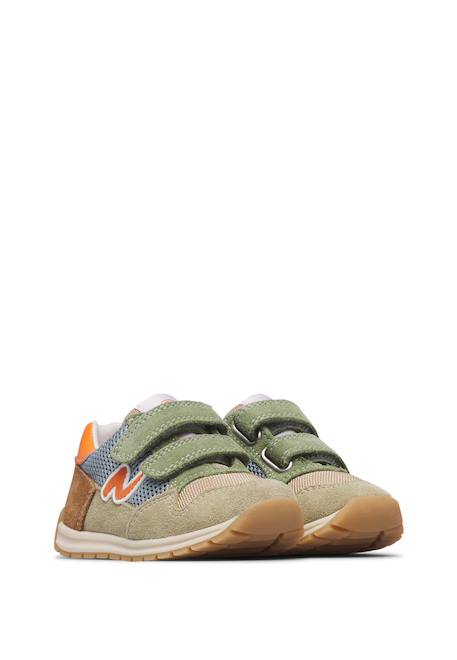 Sneakers en cuir et tissu sammy 3 vl. Beige-vert+Bleu foncé-orange+Céleste-jaune+Fuchsia-vert+Gris-bleu+Rose-fuchsia+Rose-jaune+Rouge-vert+Sage-rose 2 - vertbaudet enfant 