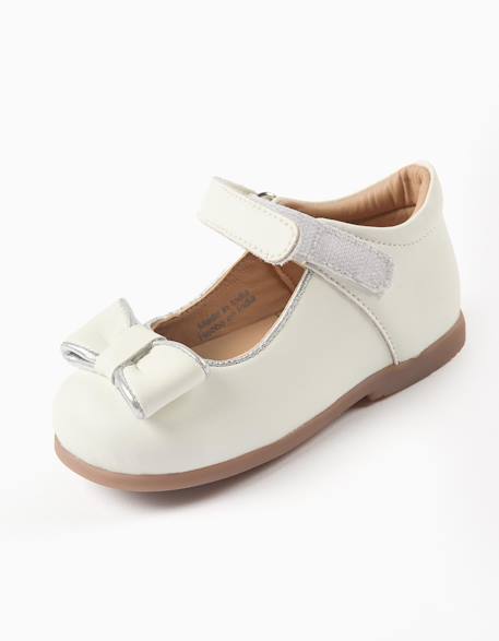Ballerines en cuir avec nœud décoratif Blanc 4 - vertbaudet enfant 