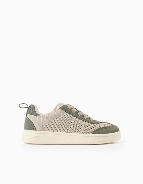 Baskets avec détails en maille et lacets Beige clair 1 - vertbaudet enfant 