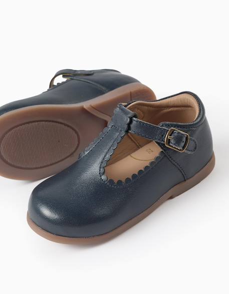 Salomés mary jane en cuir Bleu 4 - vertbaudet enfant 