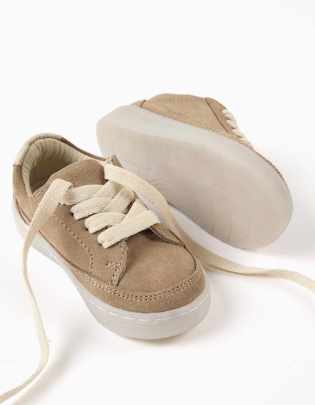 Baskets en daim à lacets Beige 4 - vertbaudet enfant 