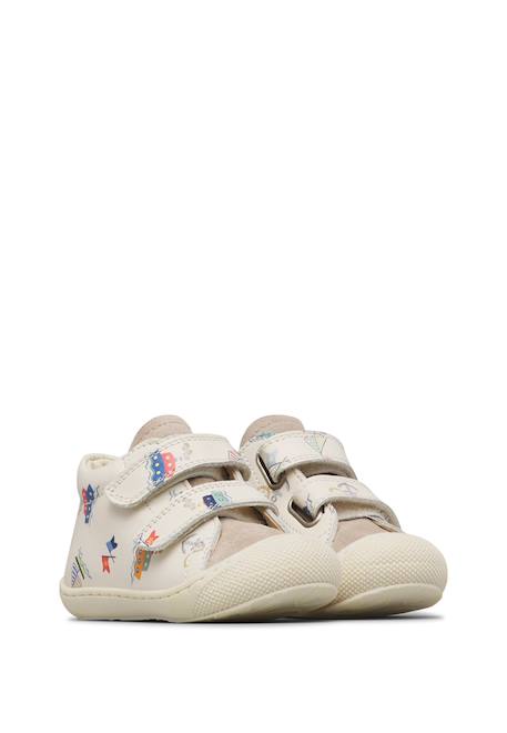 Chaussures premiers pas en cuir et en daim cocoon vl Blanc-gris- 2 - vertbaudet enfant 