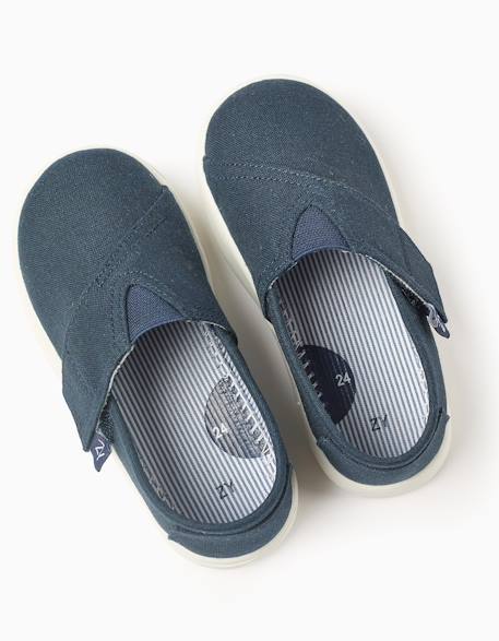 Espadrilles en lin avec fermeture à scratch Beige+Bleu 7 - vertbaudet enfant 