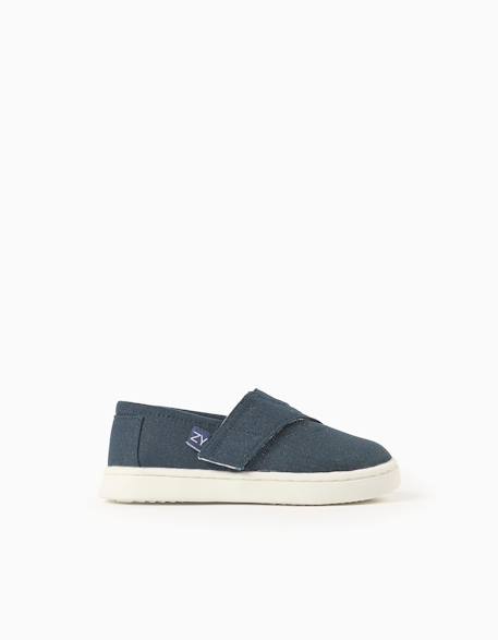 Espadrilles en lin avec fermeture à scratch Beige+Bleu 5 - vertbaudet enfant 