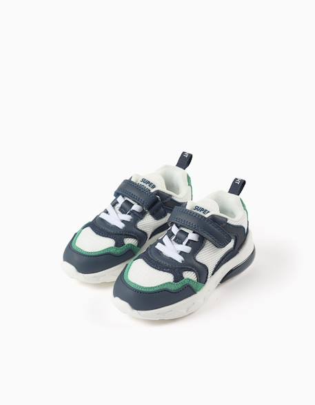 Baskets lumineuses multi-matières superlight runner Bleu 2 - vertbaudet enfant 