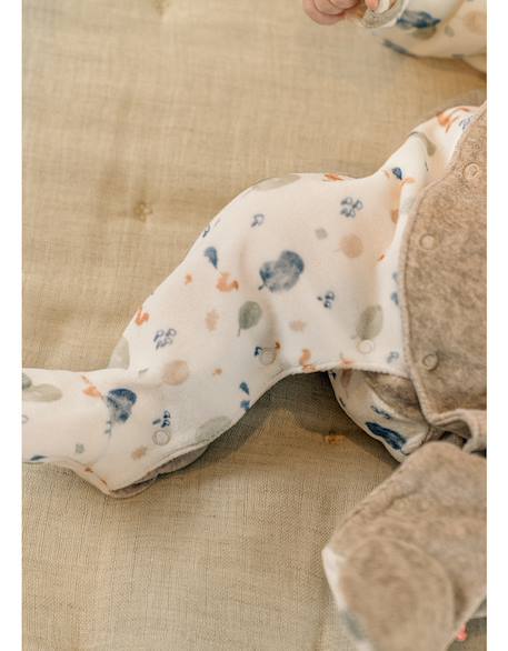 Pyjama bébé velours imprimé Beige 4 - vertbaudet enfant 