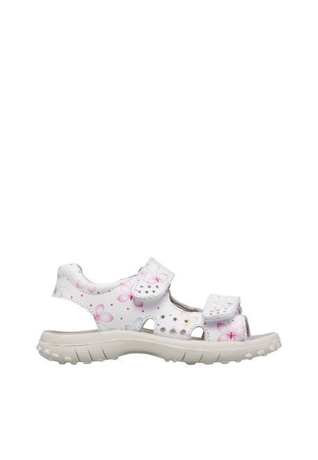 Sandales en cuir avec des fleurs dock Blanc- 1 - vertbaudet enfant 