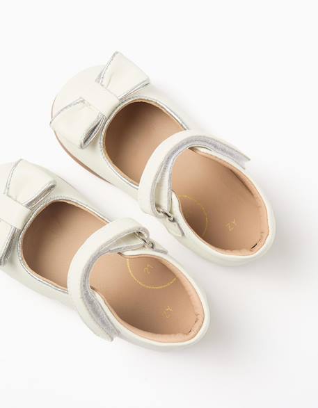 Ballerines en cuir avec nœud décoratif Blanc 3 - vertbaudet enfant 