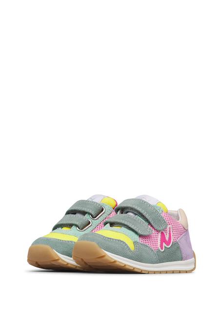 Sneakers en cuir et tissu sammy 3 vl. Beige-vert+Bleu foncé-orange+Céleste-jaune+Fuchsia-vert+Gris-bleu+Rose-fuchsia+Rose-jaune+Rouge-vert+Sage-rose 45 - vertbaudet enfant 
