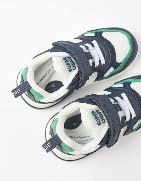 Baskets lumineuses multi-matières superlight runner Bleu 3 - vertbaudet enfant 
