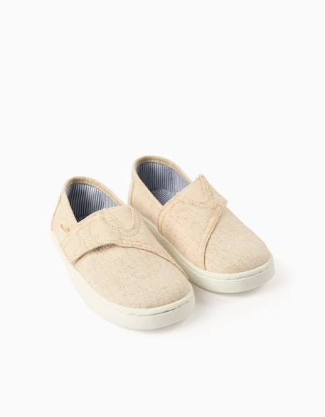 Espadrilles en lin avec fermeture à scratch Beige+Bleu 2 - vertbaudet enfant 