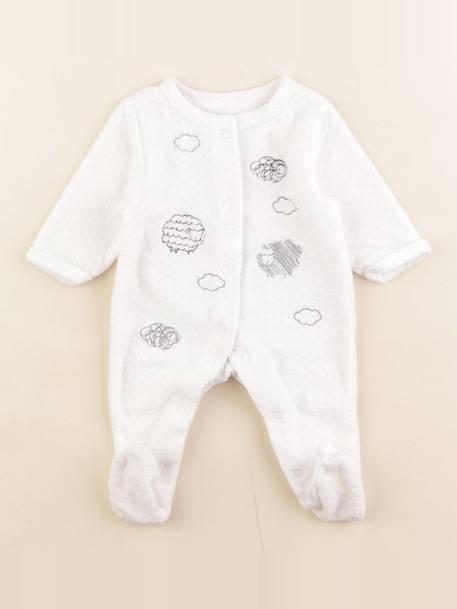 Pyjama velours - 0 mois Blanc 1 - vertbaudet enfant 