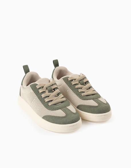 Baskets avec détails en maille et lacets Beige clair 2 - vertbaudet enfant 