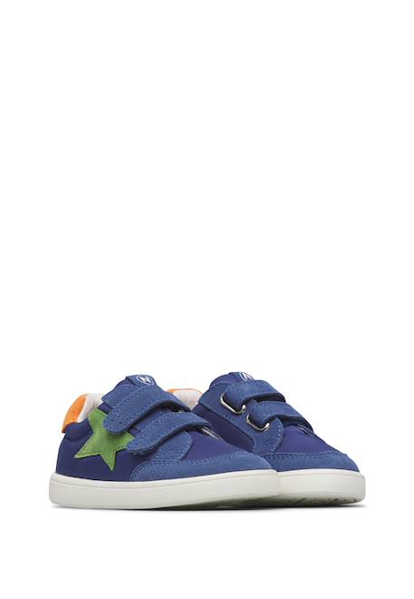 Sneakers en cuir et tissu barefoot zunki vl. Bleu ciel-vert-+Rose-bleu ciel- 2 - vertbaudet enfant 