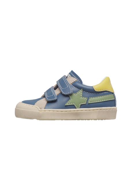 Sneakers en cuir et en daim singery low vl. Blanc-bleu+Céleste-beige 8 - vertbaudet enfant 
