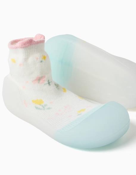 Chaussettes-chaussons à motif floral Blanc 3 - vertbaudet enfant 