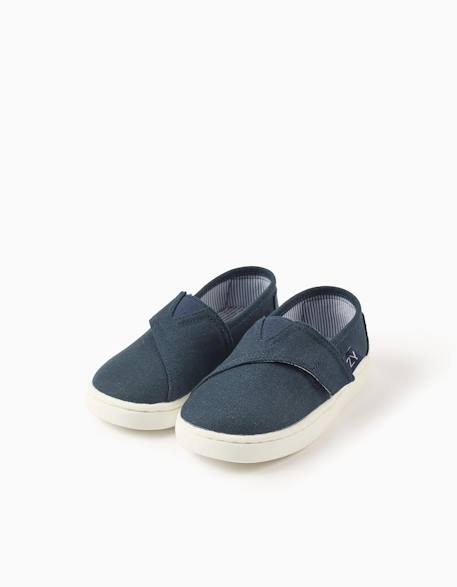 Espadrilles en lin avec fermeture à scratch Beige+Bleu 6 - vertbaudet enfant 