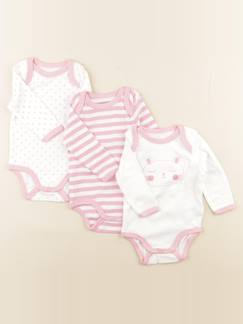 Seconde main-Fille-Lot de 3 bodies en coton - 3 mois